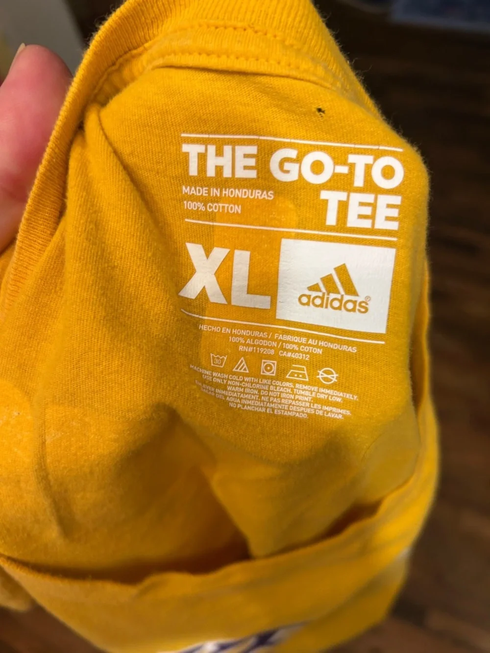 adidas Yellow Los Angeles Lakers '0' Short Sleeve Tee - Picture 3 of 3